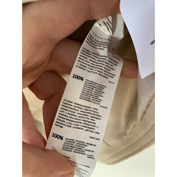 Reserved Moto Biker Jacket Beige Faux Leather Full Zip- Women's Size XS - Picture 14 of 15